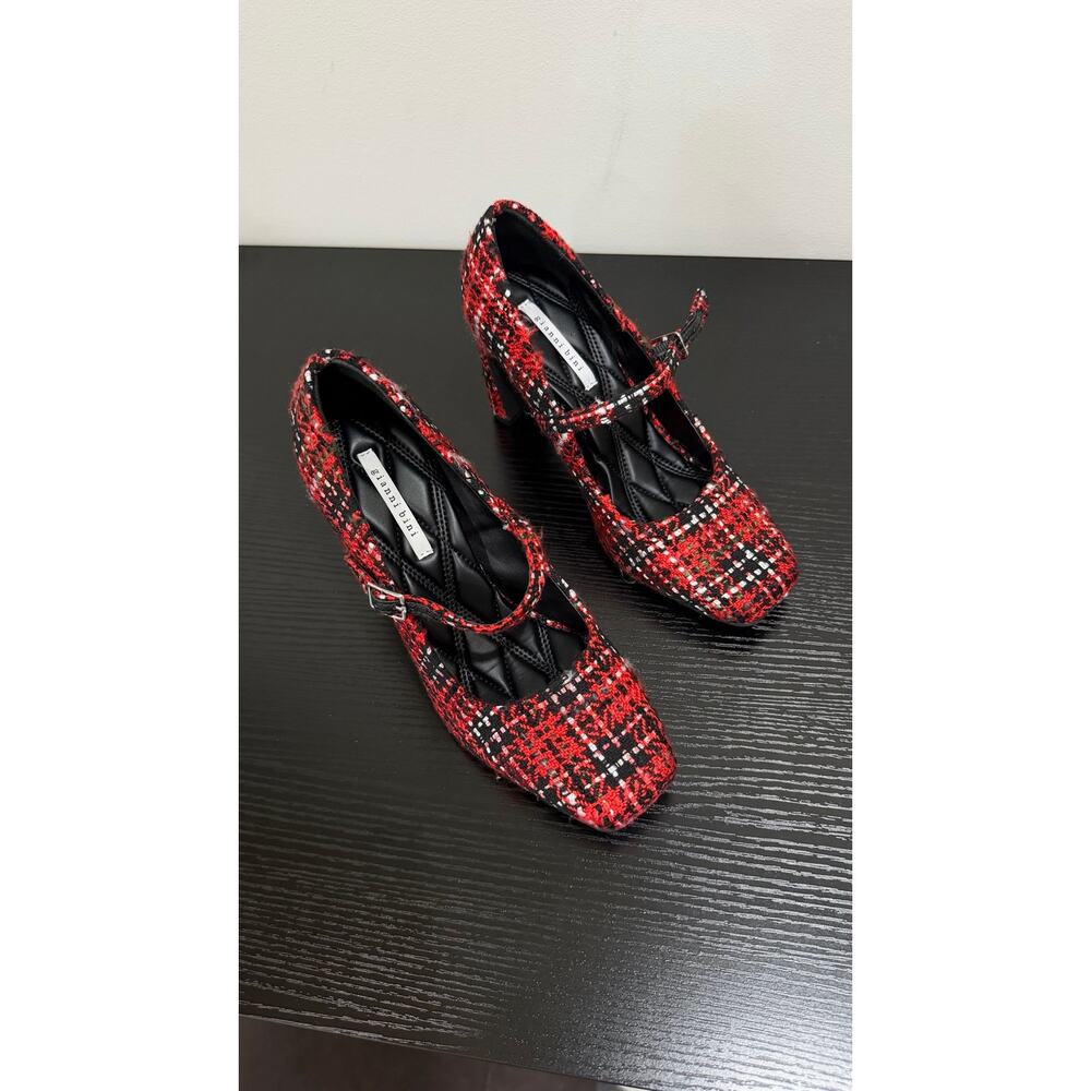 Gianni Bini Red Tweed Mary Jane Heels Women’s Size 6M Block Heel Pumps $80 NWOB - Picture 8 of 15